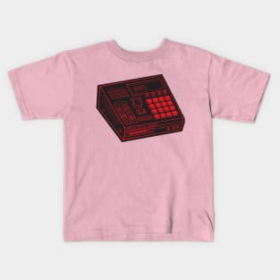 Beat Maker (Red Lines + Raisin Black Drop Shadow) Analog / Music Kids T-Shirt